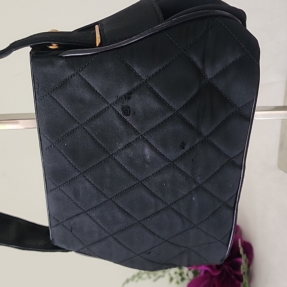 Chanel Vintage Black Quilted Fabric Leather Trim Small Purse Handbag - Picture 6 of 16
